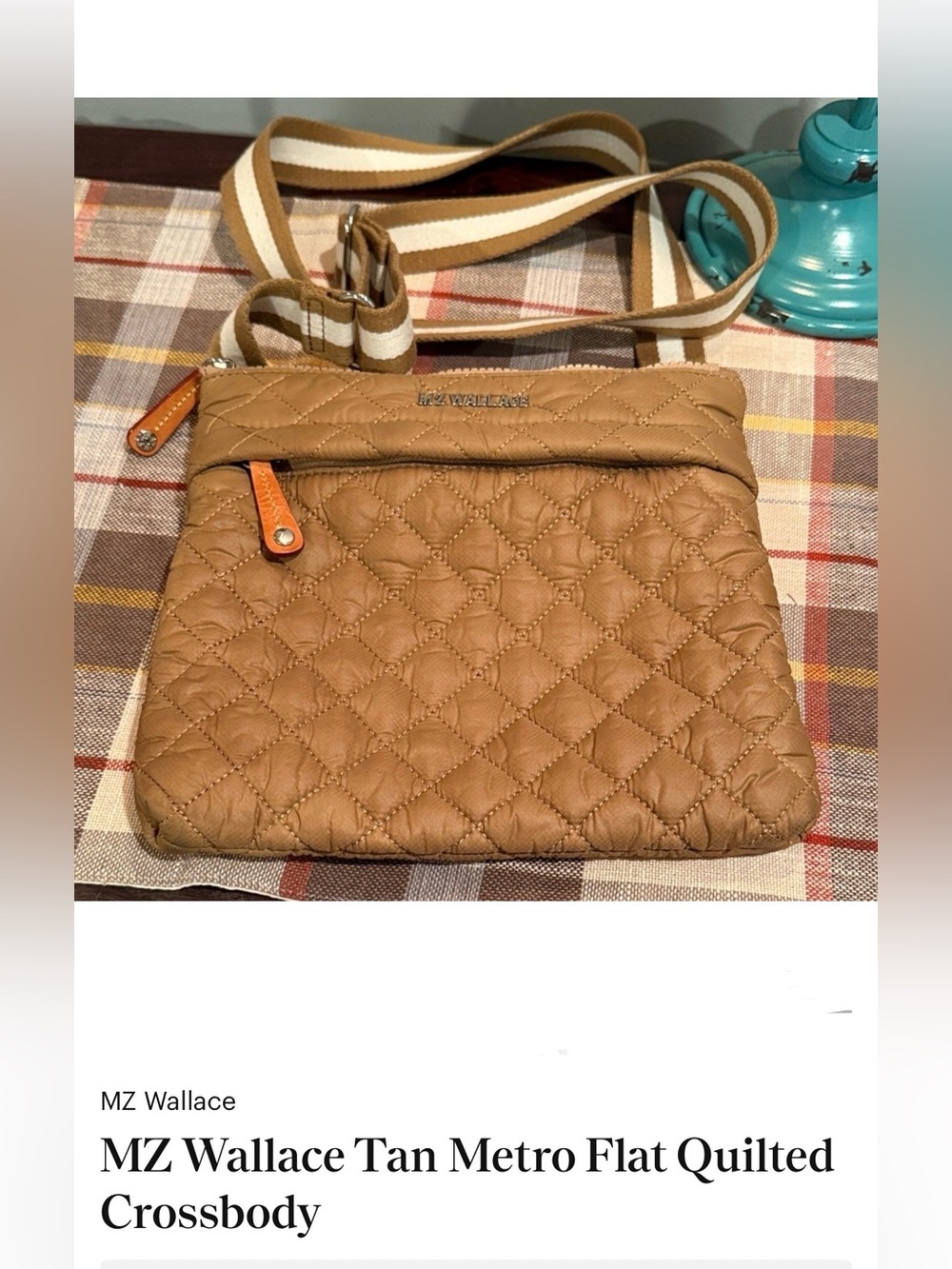 MZ Wallace Tan Metro Flat Quilted Crossbody Bag - Picture 3 of 10